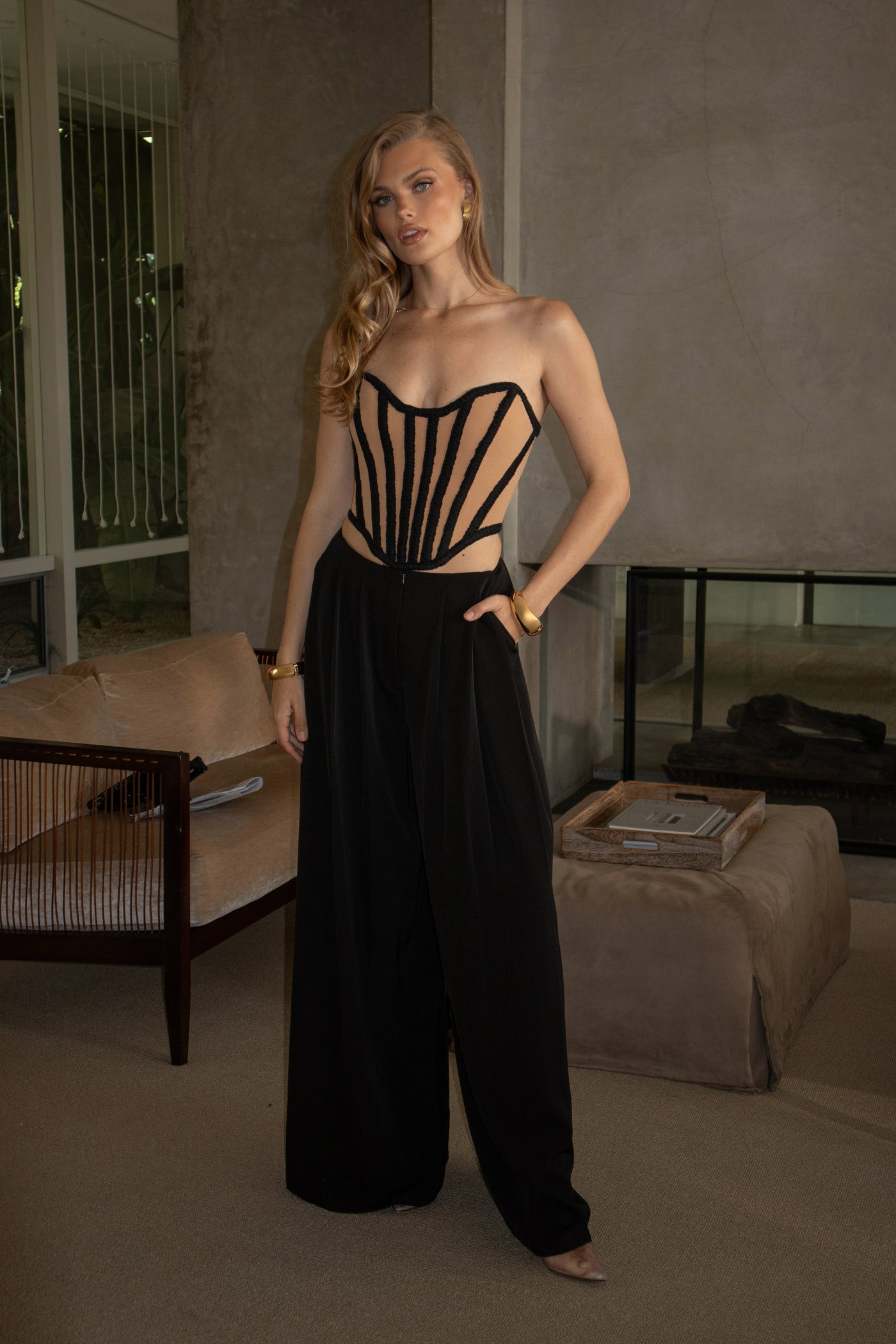 Black Cassis Braided Corset - VELIA