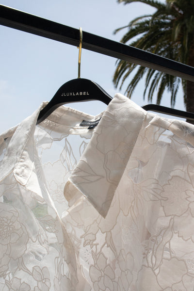 Ivory Organza Floral Blouse - VELIA
