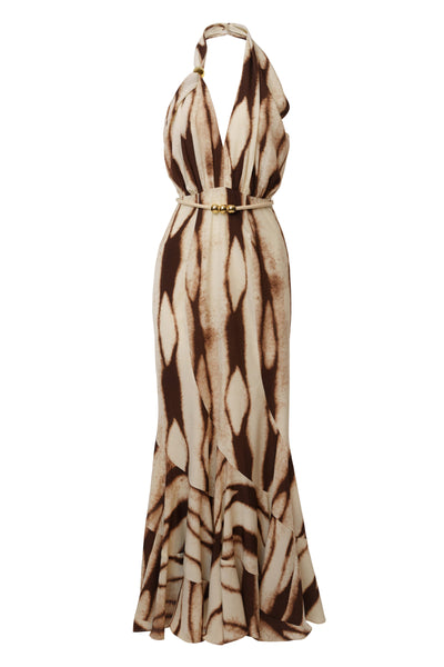 Ivory Desert Glow Flared Maxi Dress - Velia