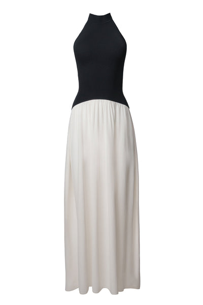 Black/Ivory Capri Contrast Maxi Dress - Velia