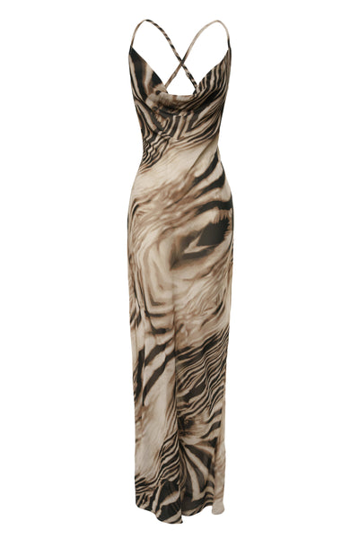 Brown Zebra Print Infinite Journey Maxi Dress - Velia