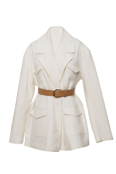 Ivory Precision Woven Blazer - Velia