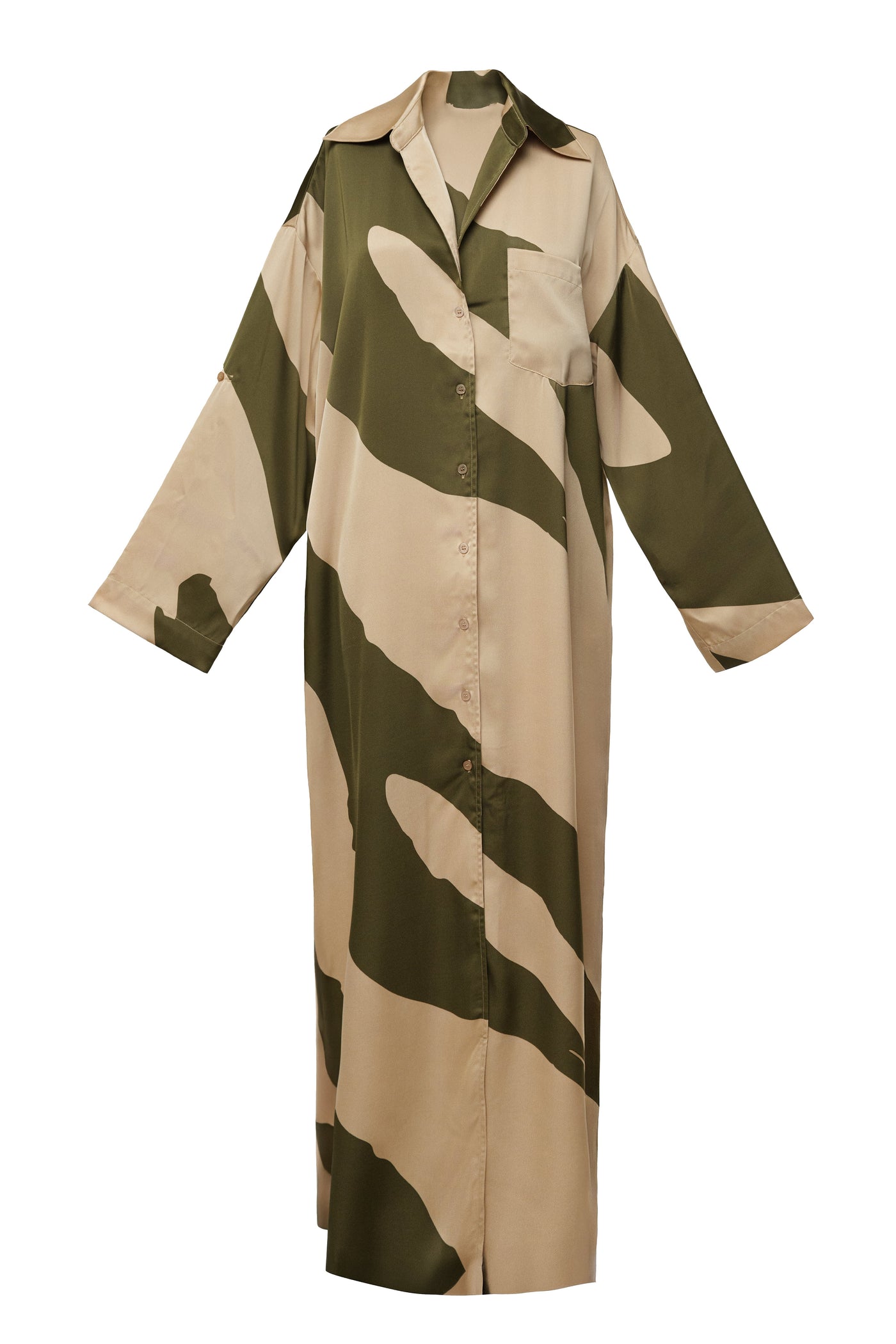Multi Satin Safari Maxi Dress - Velia