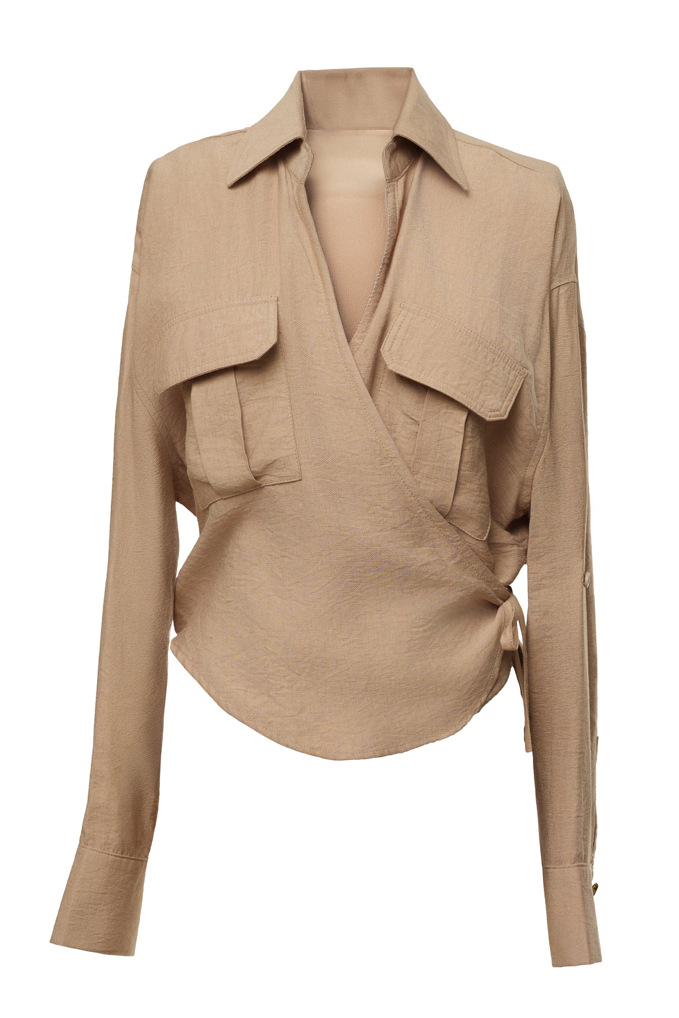 Tan Drift Collared Cargo Top - Velia