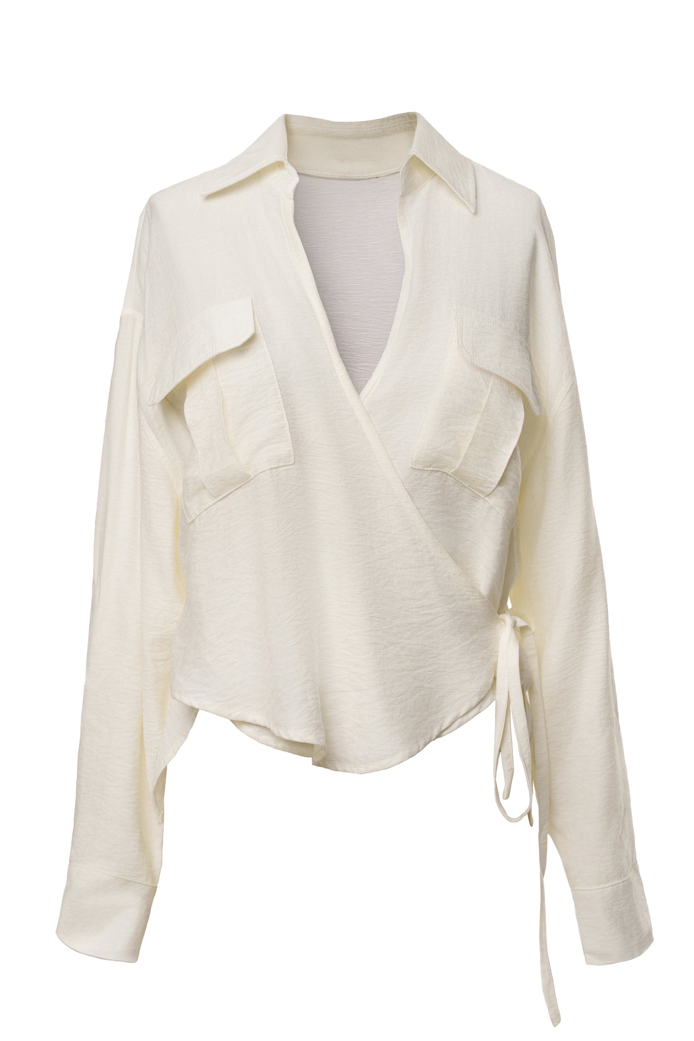 Ivory Drift Collared Cargo Top - Velia
