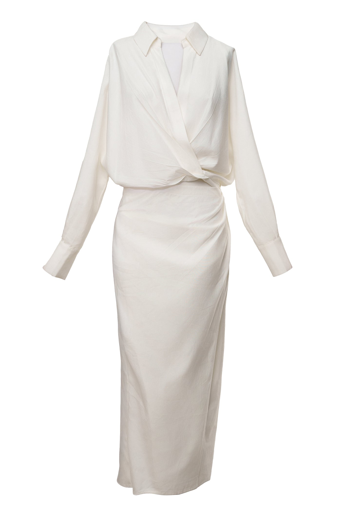 Ivory Skyline Wrap Midi Dress - Velia