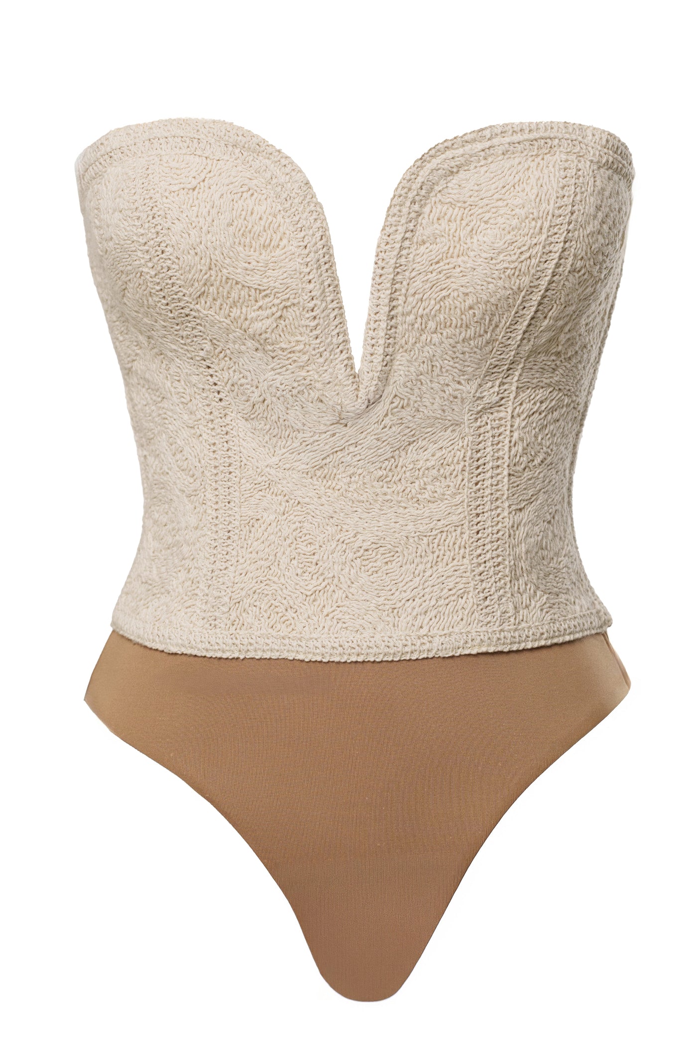 Ecru Serene Coast Texture Bodysuit - Velia