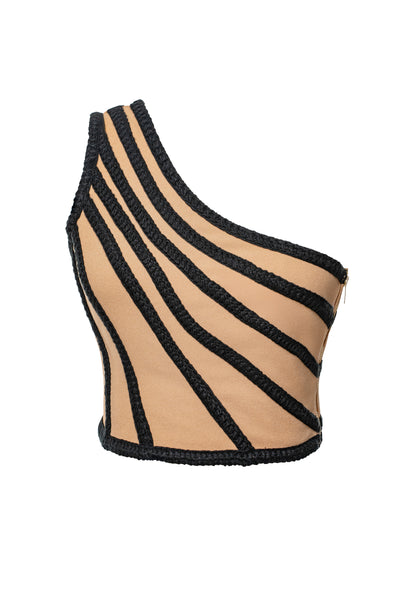 Black Braided One Shoulder Top - VELIA