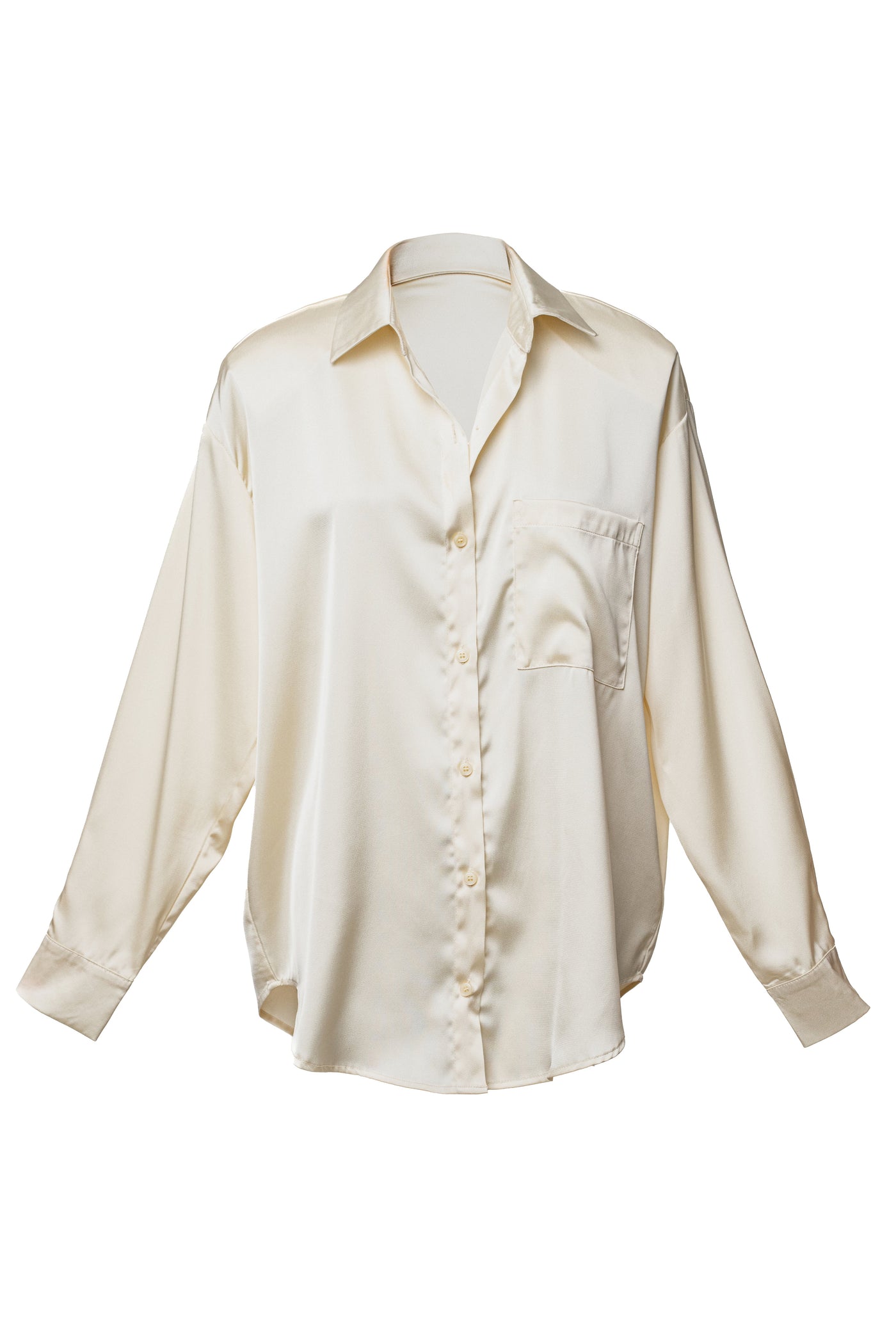 Ivory Island Ease Collared Satin Top - VELIA