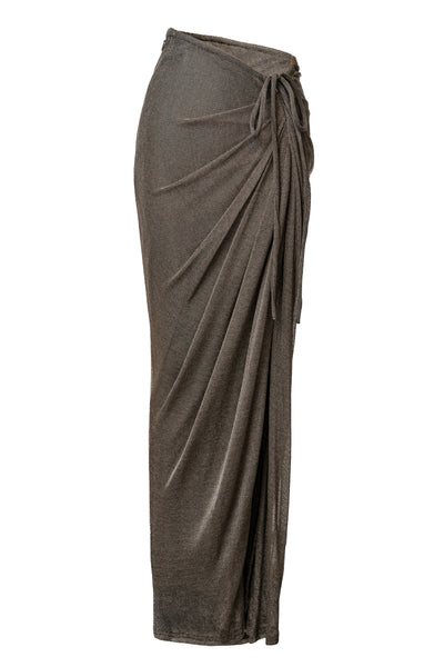 Silver Noelia Metallic Slit Skirt - VELIA