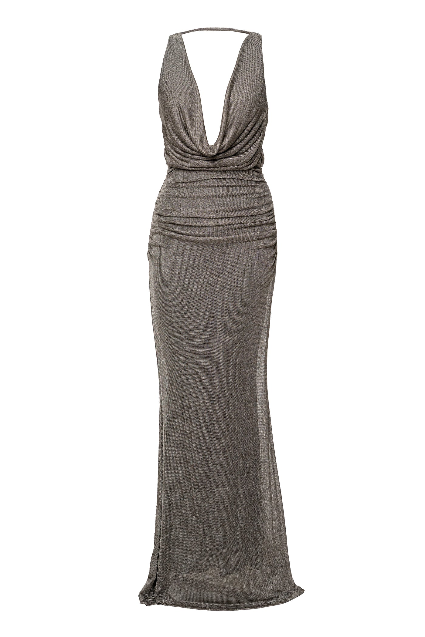 Silver Charmed Metallic Drape Dress - VELIA