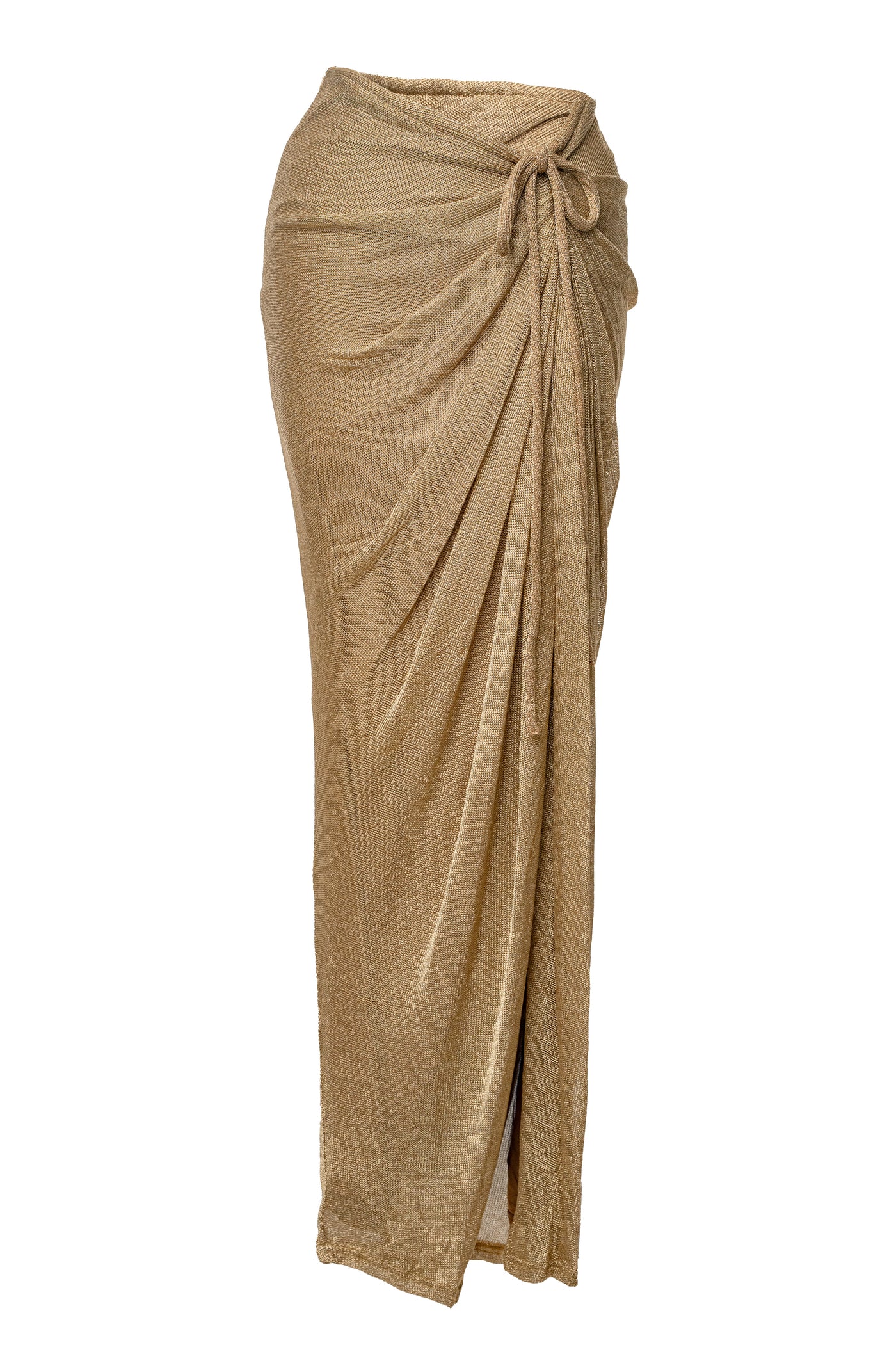 Gold Noelia Metallic Slit Skirt - VELIA