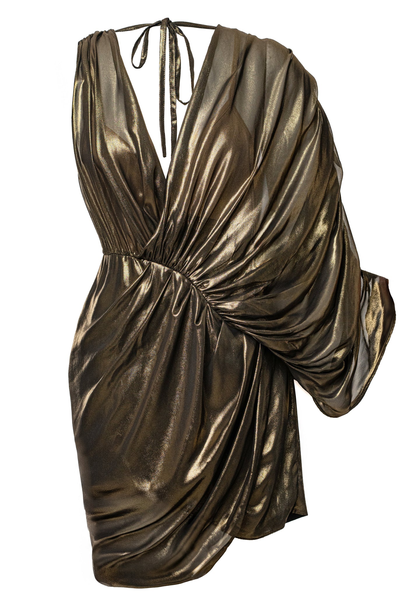 Gold Gleaming Metallic Mini Dress - VELIA