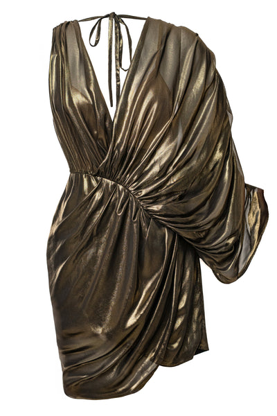 Gold Gleaming Metallic Mini Dress - VELIA