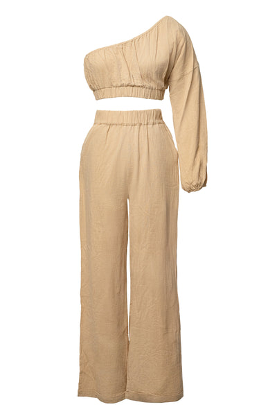 Tan Coastal Tide Pant Set - VELIA