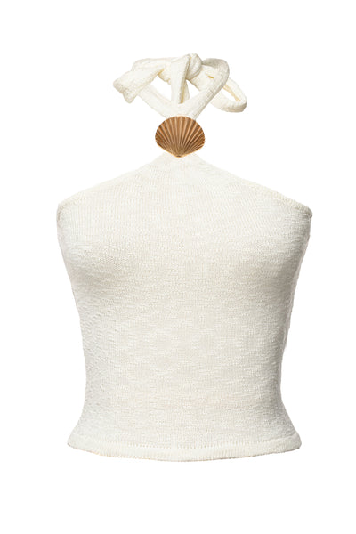 Ivory Ocean Front Halter Top - VELIA