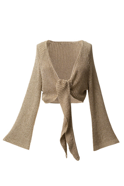 Gold Luminous Metallic Tie top - VELIA