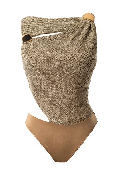 PRE-ORDER Gold Luminous Metallic Bodysuit - VELIA