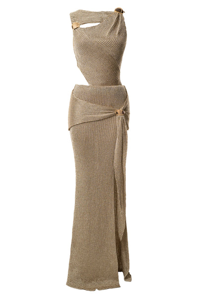 Gold Hazel Metallic Wrap Skirt - VELIA
