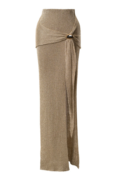 Gold Hazel Metallic Wrap Skirt - VELIA