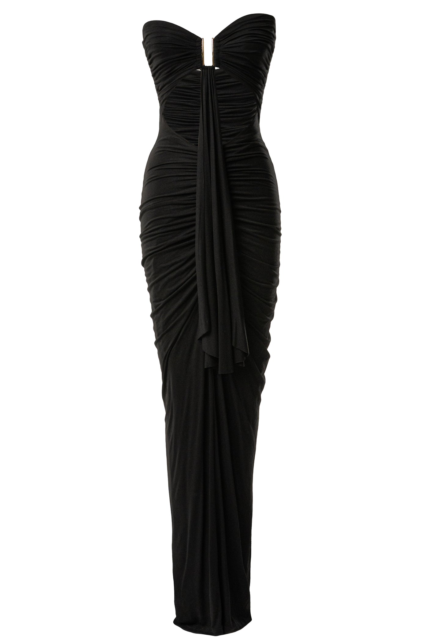 Black Atlantis Drape Maxi Dress - VELIA