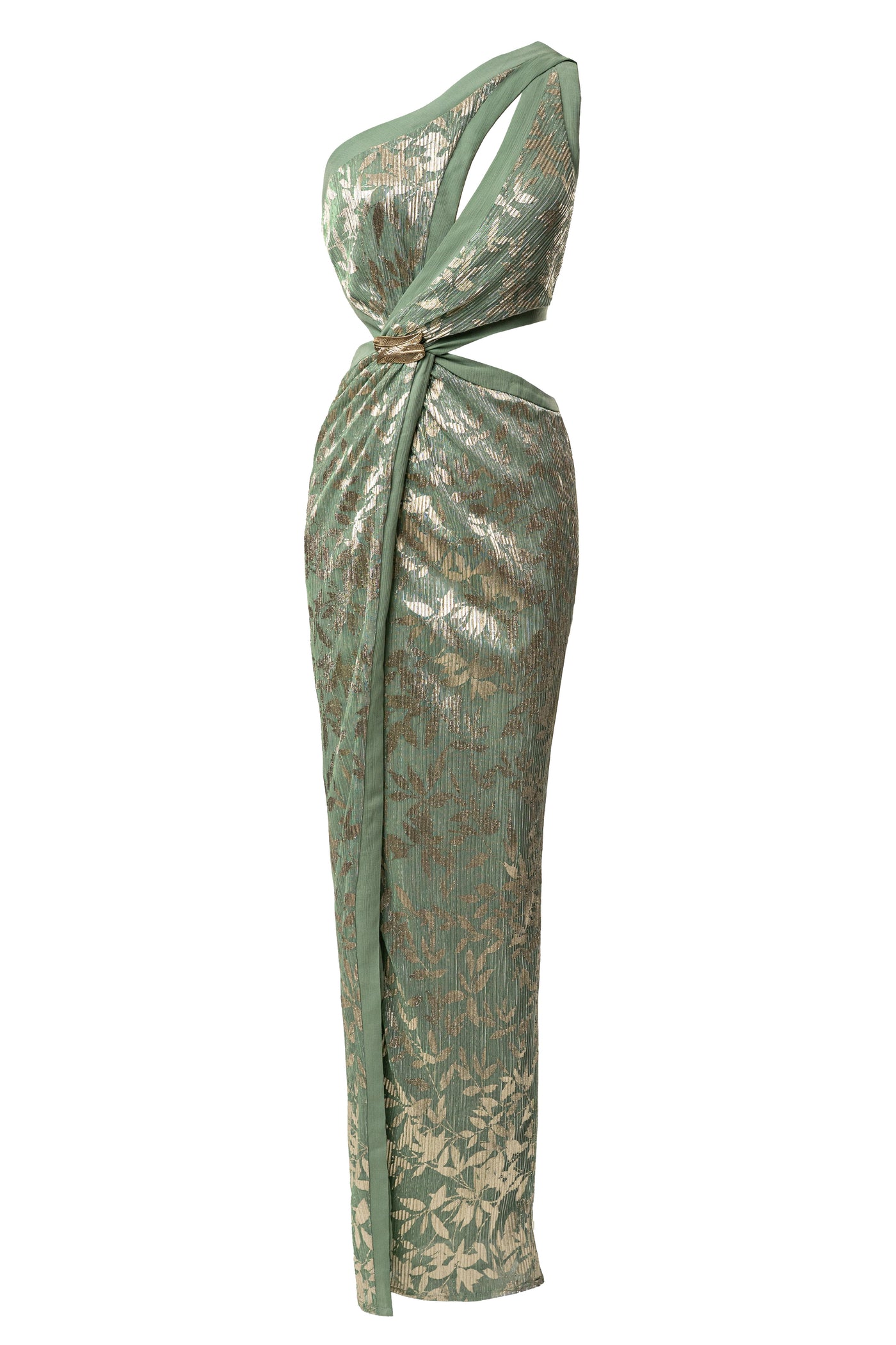 Sage One Shoulder Keyhole Dress - VELIA