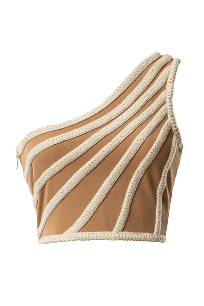 Ivory Braided One Shoulder Top - VELIA
