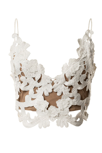 White Anahi Embroidered Top - VELIA