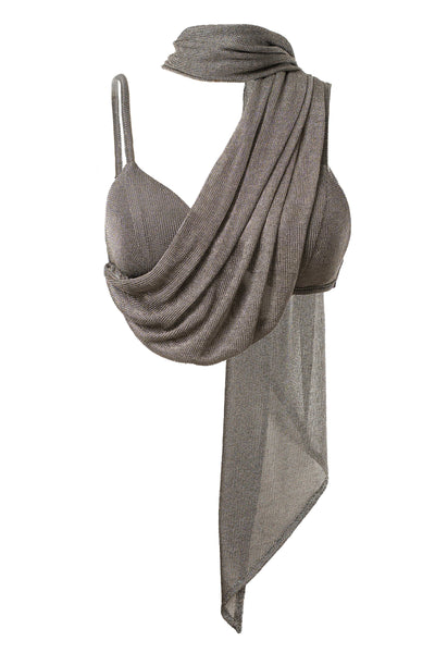 Silver Nocturne Draped Top - VELIA