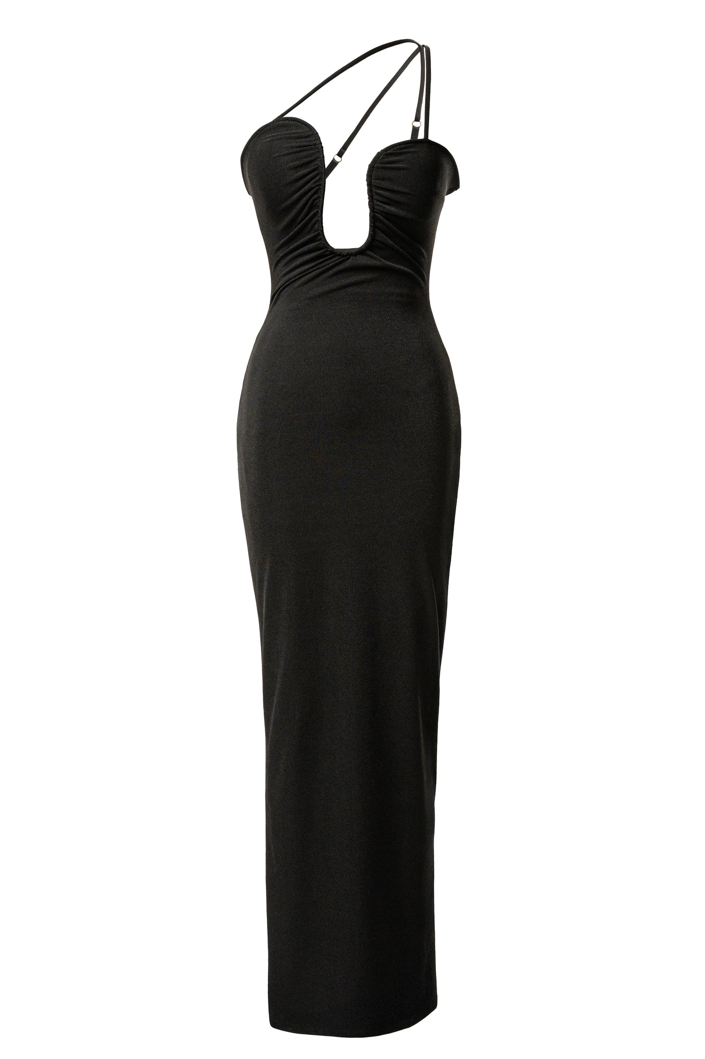 Black Eclipse Plunge Neck Dress - VELIA