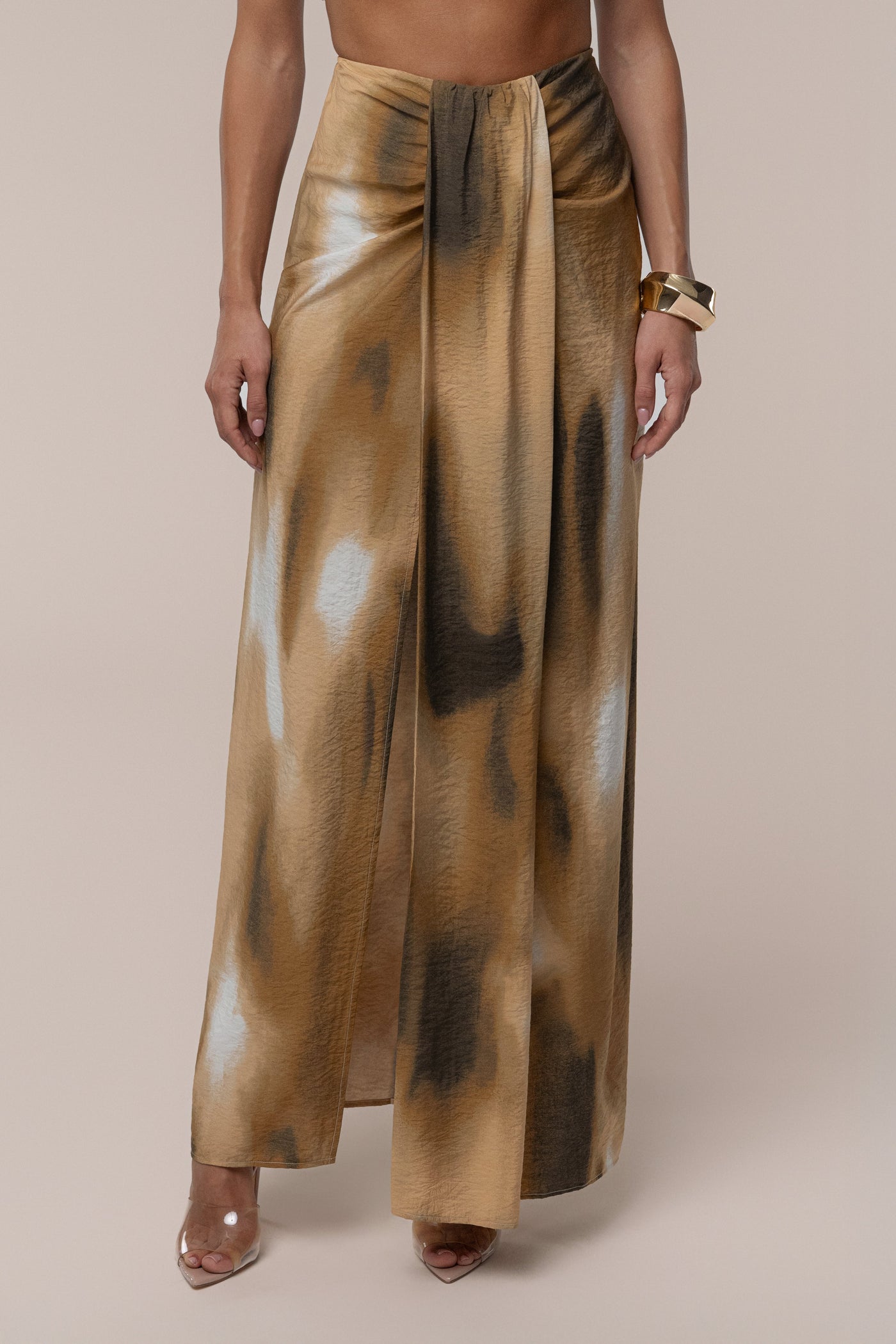 Brown Flowing Elegance Maxi Skirt - Velia