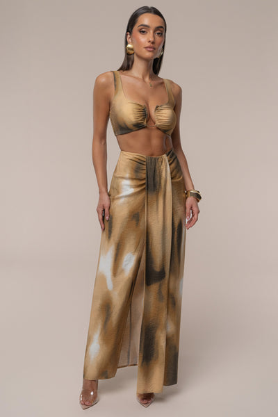 Brown Flowing Elegance Maxi Skirt - Velia