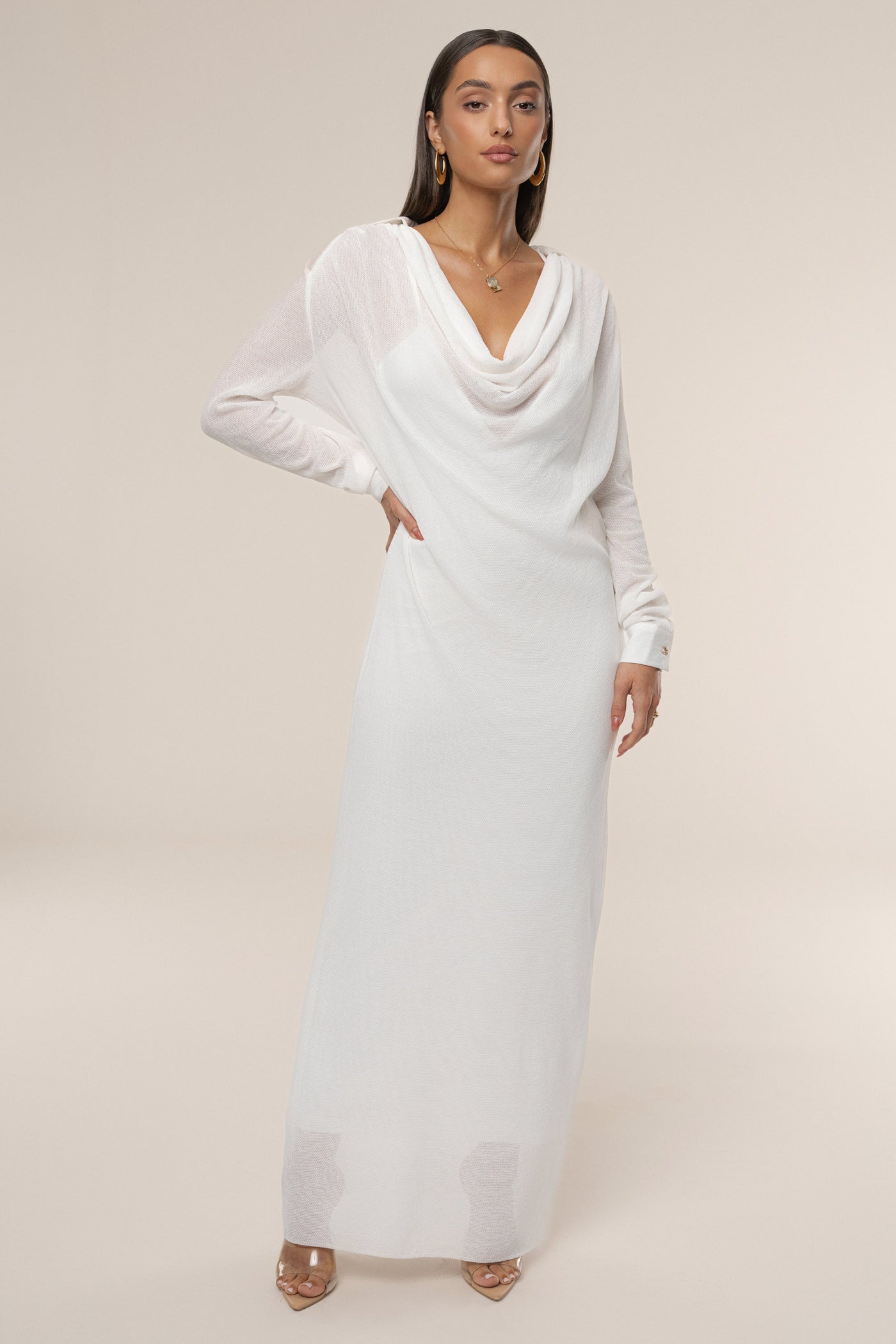 Ivory Savanna Cowl Maxi Dress - Velia