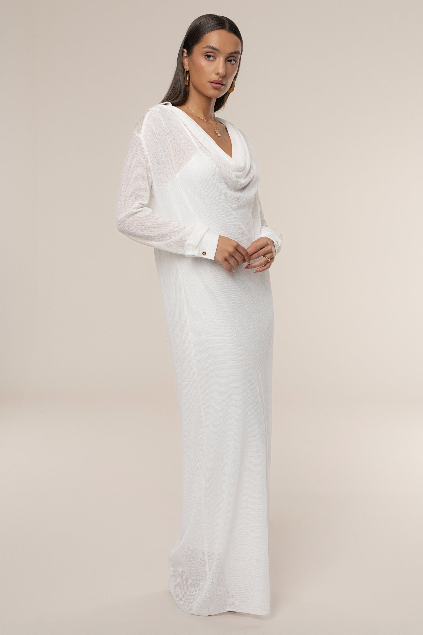 Ivory Savanna Cowl Maxi Dress - Velia