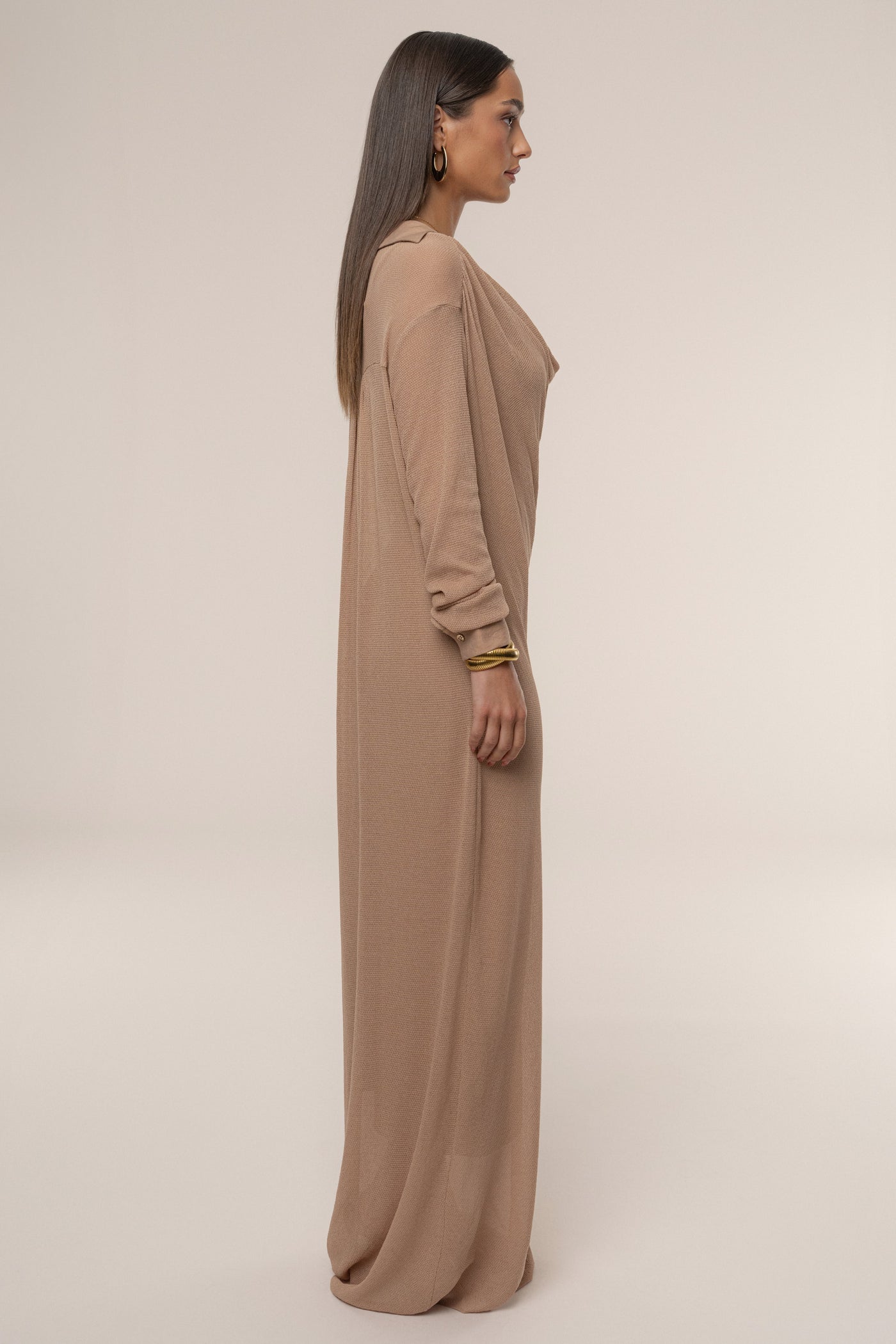 Tan Savanna Cowl Maxi Dress - Velia