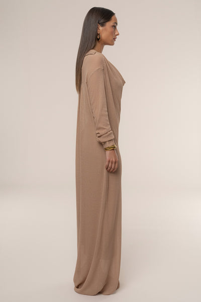Tan Savanna Cowl Maxi Dress - Velia