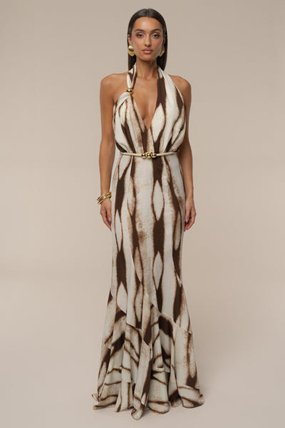 Ivory Desert Glow Flared Maxi Dress - Velia