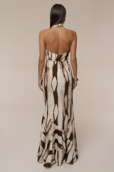Ivory Desert Glow Flared Maxi Dress - Velia