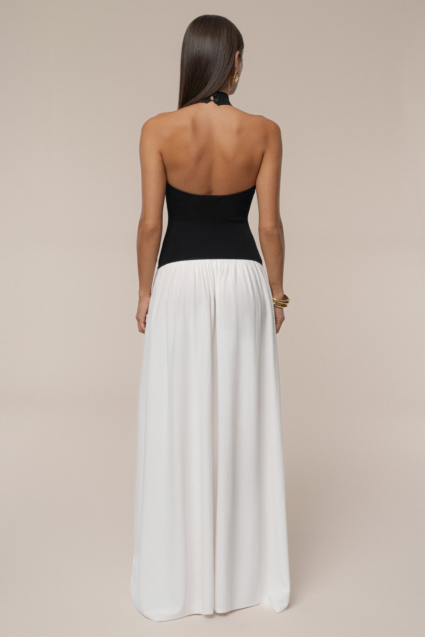 Black/Ivory Capri Contrast Maxi Dress - Velia