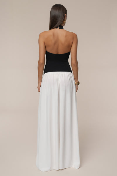 Black/Ivory Capri Contrast Maxi Dress - Velia