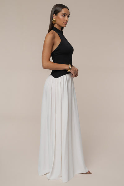 Black/Ivory Capri Contrast Maxi Dress - Velia
