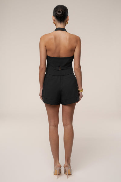 PRE-ORDER Black Luxe Halter Vest - Velia