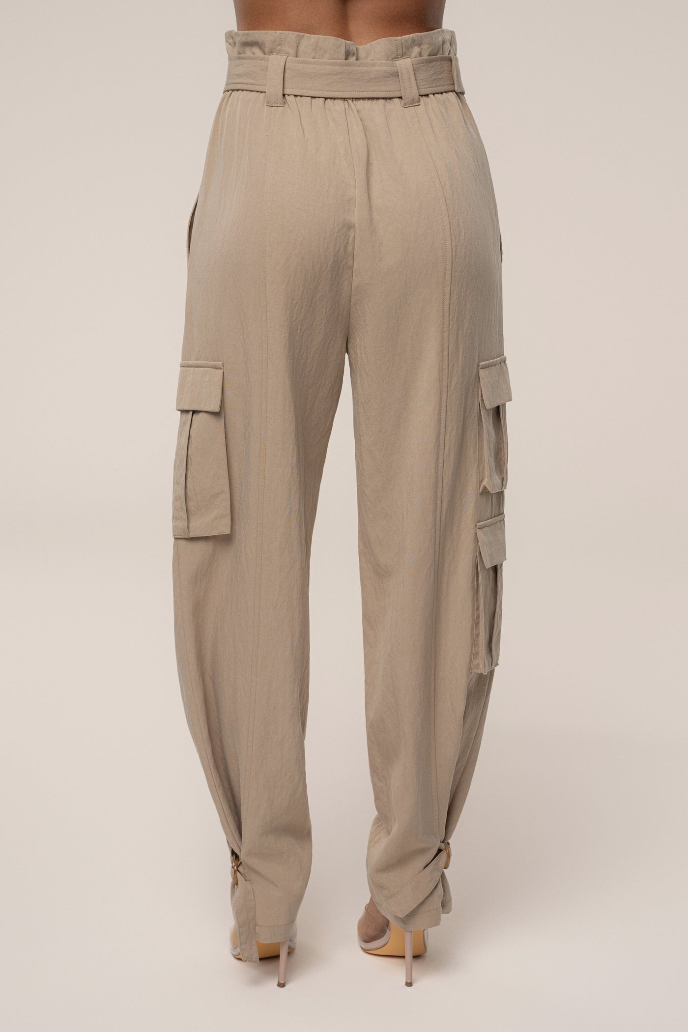 Tan Boundless Belted Cargo Pants - Velia