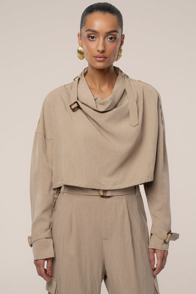 Beige Wanderlust Crop Top - Velia