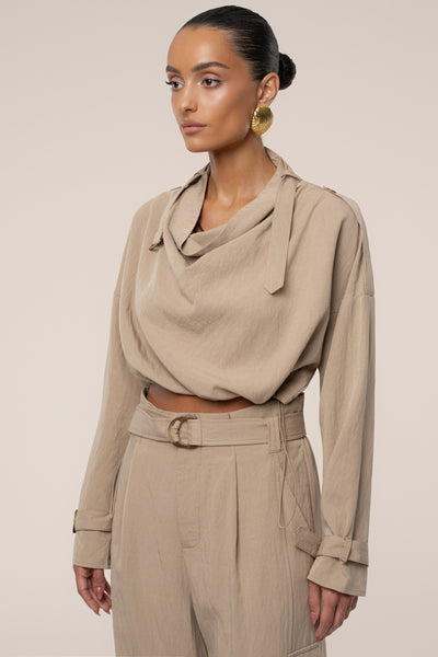 Beige Wanderlust Crop Top - Velia