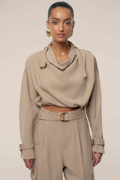 Beige Wanderlust Crop Top - Velia