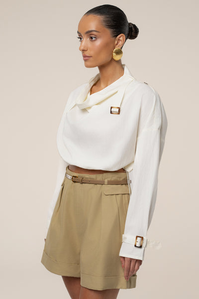 Ivory Wanderlust Crop Top - Velia