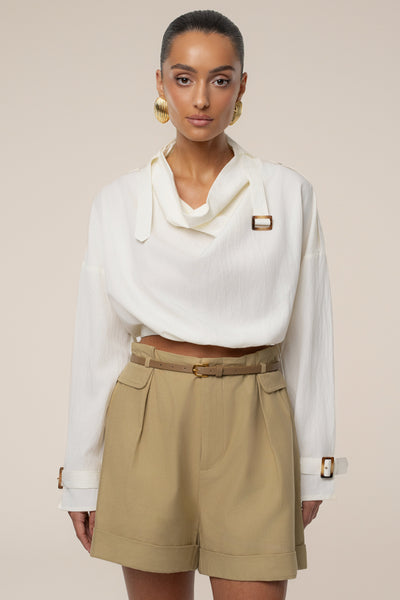 Ivory Wanderlust Crop Top - Velia