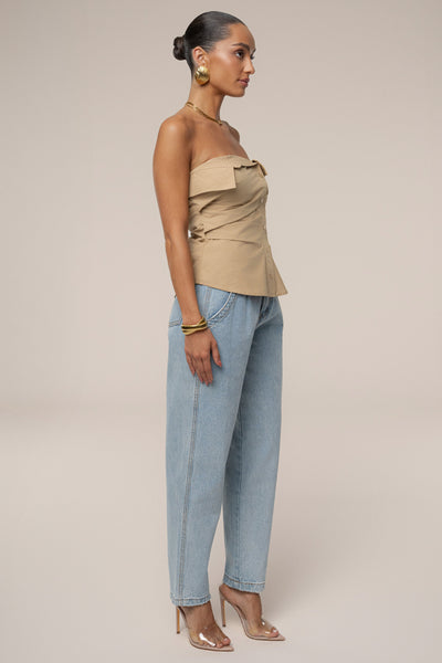 Beige Riviera Fold Over Top - Velia