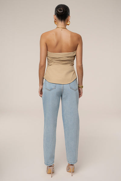 Beige Riviera Fold Over Top - Velia